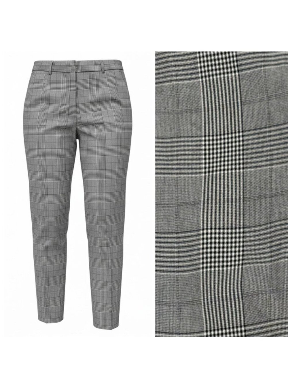 Banana Republic Sloan Ankle Pants Glen Plaid Black White Size 12